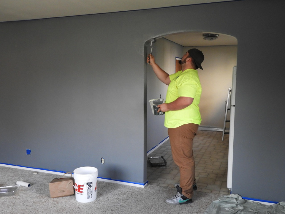 interior wall painting with roller