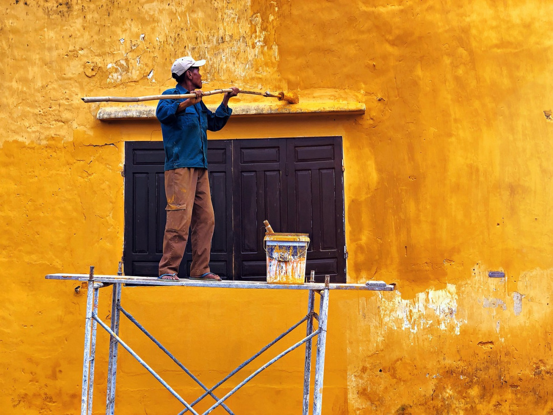 exterior house painting in progress